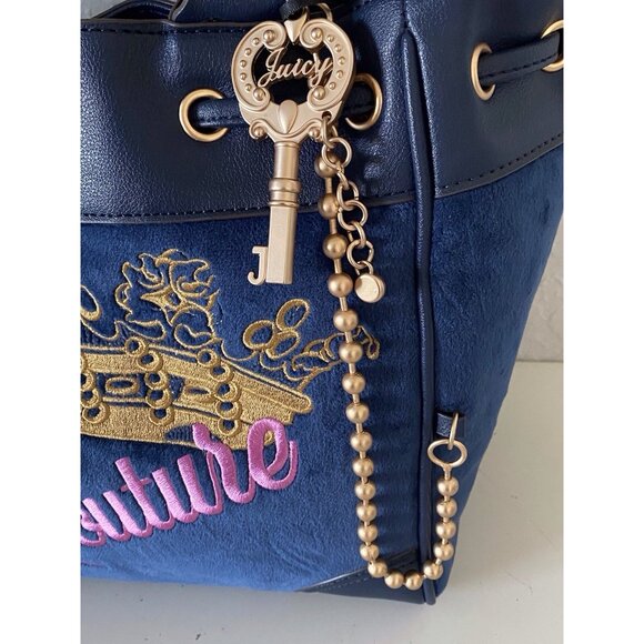Juicy Couture The Key to Juicy Large Tote Handbag Regal Blue With Charm NEW - Picture 8 of 16